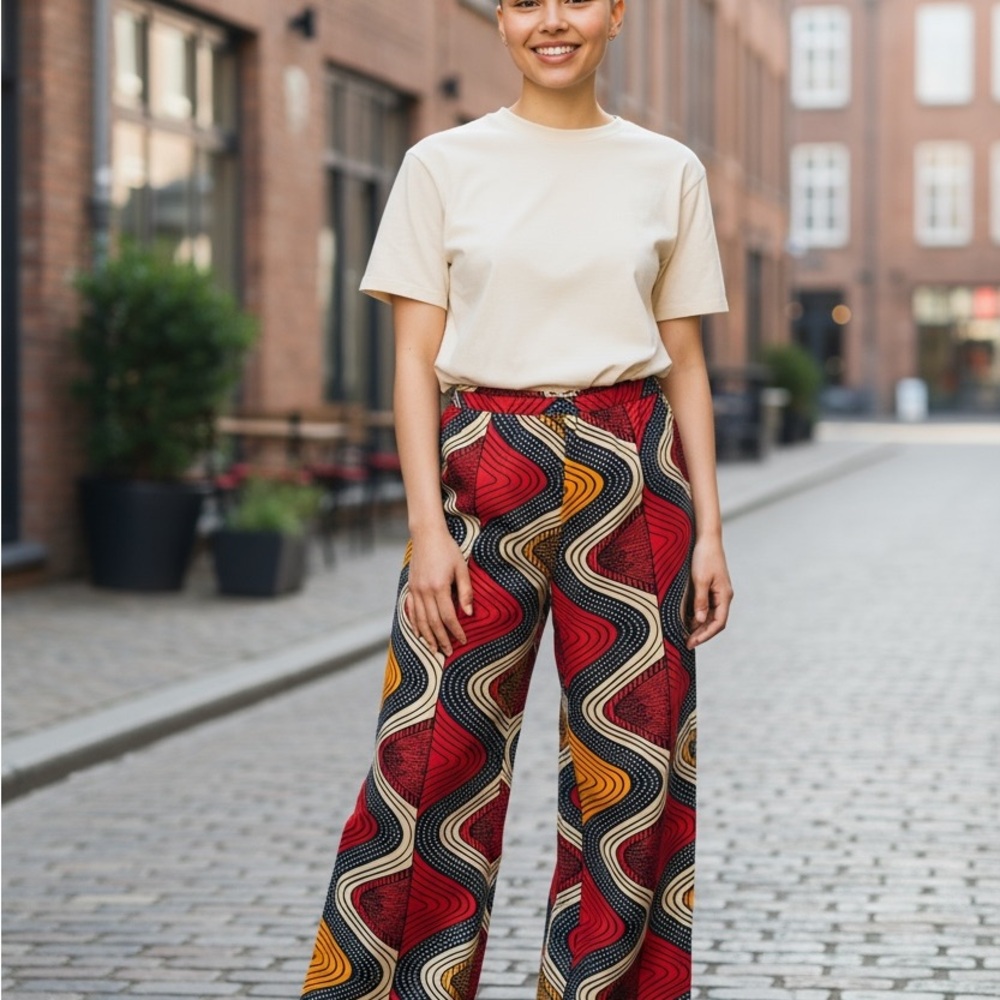 Vibrant Patterned Wide-Leg Pants